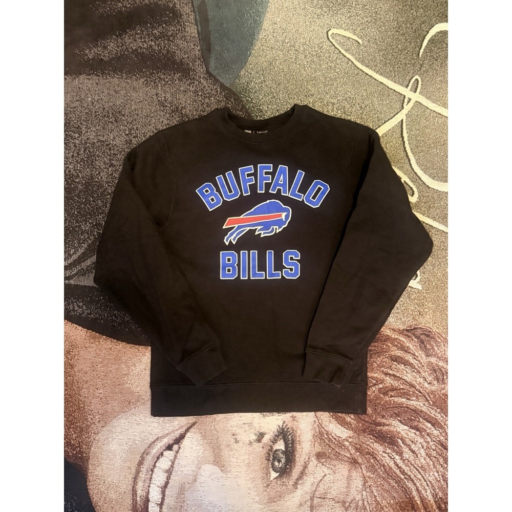 Buffalo Bills NFL Team Apparel Black Crewneck Sweatshirt Jumps Out Logo Size S